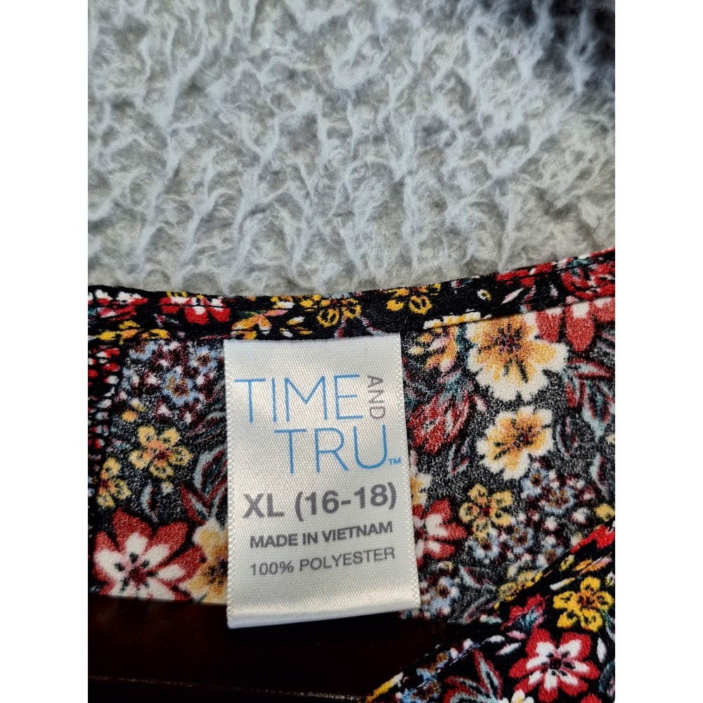 Time and Tru Blouse Womens XL‎ Floral Peplum Bell Sleeve Boho Cottagecore Cute - Picture 7 of 8
